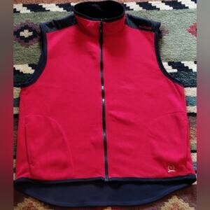 Tommy Hilfiger Vintage 90's Red Navy Preppy Fleece Spellout Pocketed Vest XL